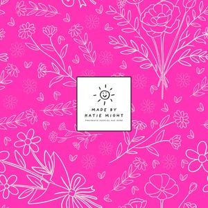 Felroze naadloze bloemmotief | Gedurfde lijntekeningen, Barbiecore-achtergrond