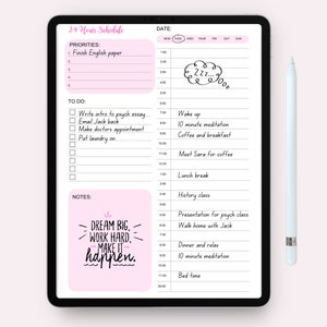 24 Hour Daily Planner Printable | 6 Colors | PDF Download | Hourly Time ...