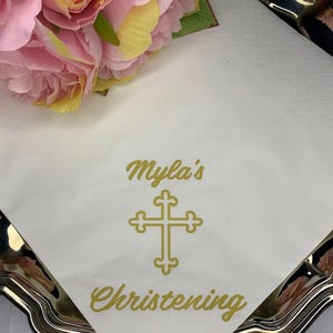 Personalized Christening Napkins: Custom Baptism Party Decor - Set of 15 image 1