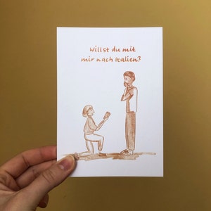 Karte aus der Kollektion „Italien“ | Einladung, Grußkarte, Postkarte „Willst du mit mir nach Italien?“