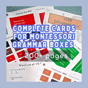 Complete kaarten voor montessori-grammaticavakken