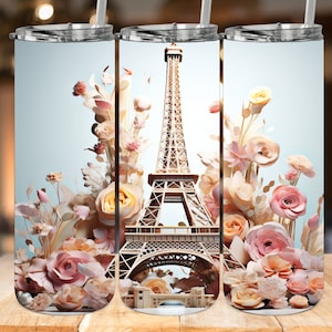 Tumbler France, Paris, Cafe, Tumbler 20oz, Skinny Tumbler, 3D design, digital art, PNG file