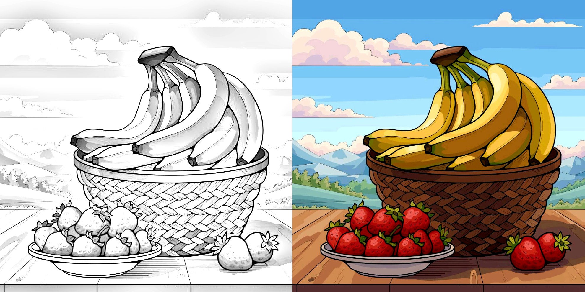 Food Art | Bananas and Strawberry | Relaxing Yen Art | Food Coloring ...