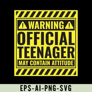 Varning Officiell Tonåring Kan Innehålla Attityd Png Svg: Rolig 13-årsdagströjadesign