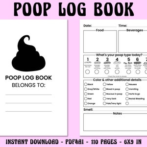 Kak logboek, kak tracker, Bristol ontlasting grafiek, ontlasting dagboek, stoelgang afdrukbaar, IBS log, stoelgang logboek, KDP interieur