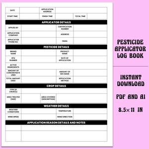 Pesticide Applicator Log Book, Track Your Pesticide Applications Easily, KDP Interior
