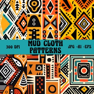 Digital Mud Cloth Patterns: Instantly download 6 unique designs in JPG, AI, and EPS formats, african background, kwanzaa pattern