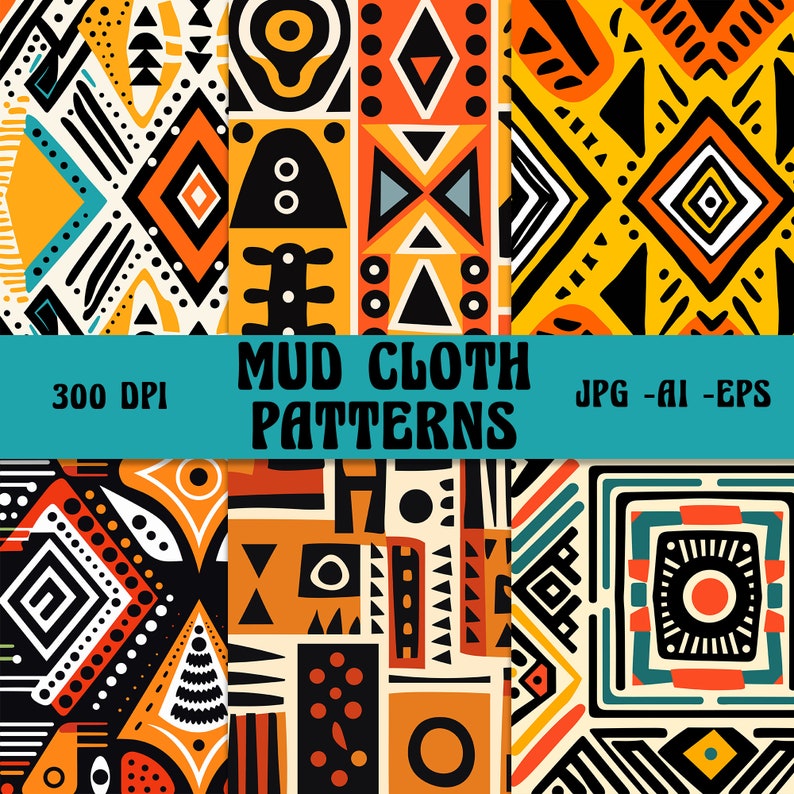 Mud Repeat Pattern Digital Mud Cloth Patterns: Instantly Download 6 Unique Designs in JPG ...