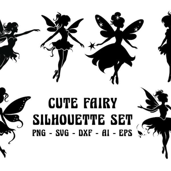 Fairy Silhouette Svg, Fairy Silhouette SVG Bundle, Fairy Clipart, Fairy Cricut, Fairy Vector, Fairy Png, Fairy Svg, Fairies Svg