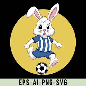 Soccer Easter Bunny Player, Funny Soccer Player Bunny Png, Easter Soccer Player Png, Easter Day Png, Bunny Playing Soccer Easter Svg