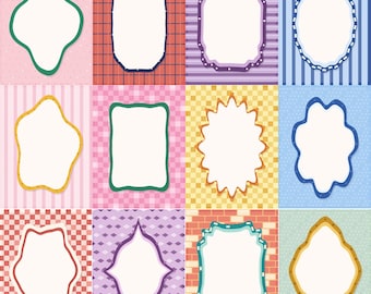Vintage Label Frames Clipart | Retro Decorative Frame Templates | AI EPS PNG