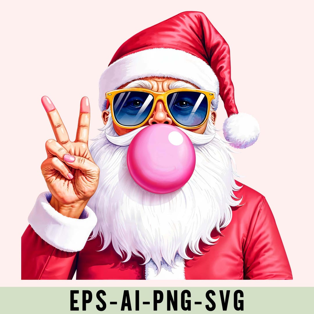 Santa Christmas Blowing Bubble Png, Merry Christmas Png Svg, Funny ...