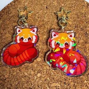 Kawaii Red Panda Holographic Keychain