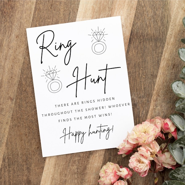 ring hunt bridal shower game | modern minimalist | canva digital download