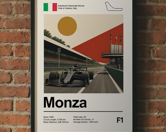Monza Racing Circuit Poster, Motorsport Wall Art, Italian Circuit Print GP Print, Track Layout Artwork, Formula Racing Gift