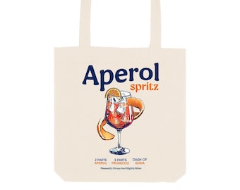 APEROL SPRTIZ Tote Bag, Cocktail Themed Gift, Made From Organic Cotton