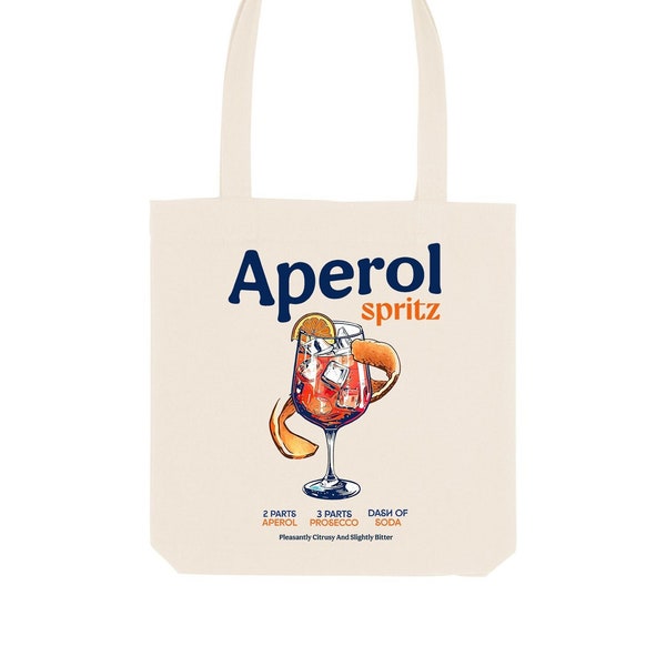 APEROL SPRTIZ Tote Bag, Cocktail Themed Gift, Made From Organic Cotton