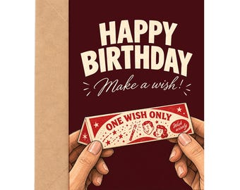 Happy Birthday Make A Wish Card, One Wish Birthday Card, Retro Horror Birthday Card, Funny Movie Fan Card, 5x7, A6 Size
