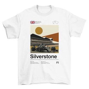 Mens or Women&#39;s, Silverstone Racing Circuit T-Shirt Grand Prix, Retro Motorsport Track Graphic Tee, Made From Organic Cotton