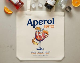 APEROL SPRTIZ Tote Bag, Cocktail Themed Gift, Made From Organic Cotton