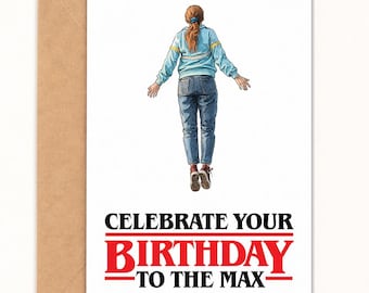 Celebrate Your Birthday To The Max, 80s Style Retro Horror Birthday Card, A6 Size