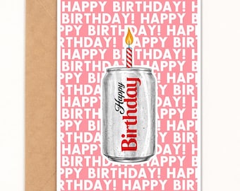 Diet Cola Birthday Card, Fun Birthday Card for Him or Her, Card A6