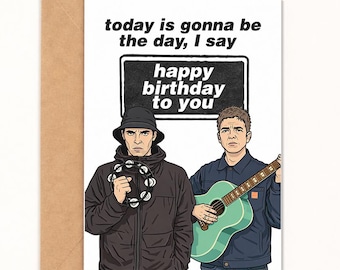 Britpop Band Birthday Card, Say Happy Birthday To You, A6 Card