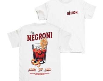 Homme ou femme, T-shirt unisexe THE NEGRONI, cadeau sur le thème du cocktail, fabriqué à partir de coton biologique