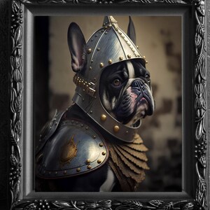 Mittelalterlicher Bulldogge, 8 x 10 Art Print, Wandbehang, Tier Poster Bild, Fantasy Anthropomorph, Held Dekor Geschenk