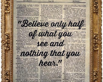 Edgar Allan Poe, Vintage Dictionary Art Print, Antique Picture, Wall Hanging, Inspirational Quote Decor