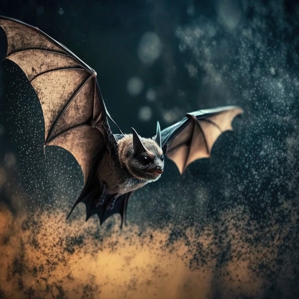 Mysterious Bat, Art Print, Wall Hanging, Animal Poster Picture, Dark Fantasy, Eerie Gothic Decor, Halloween Gift