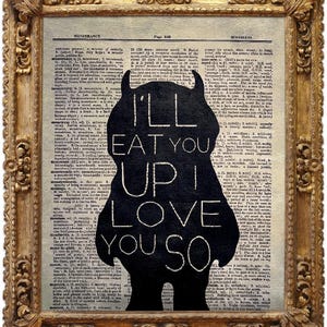 Where The Wild Things Are, Vintage Dictionary Art Print, Antique Picture, Wall Hanging, Decor