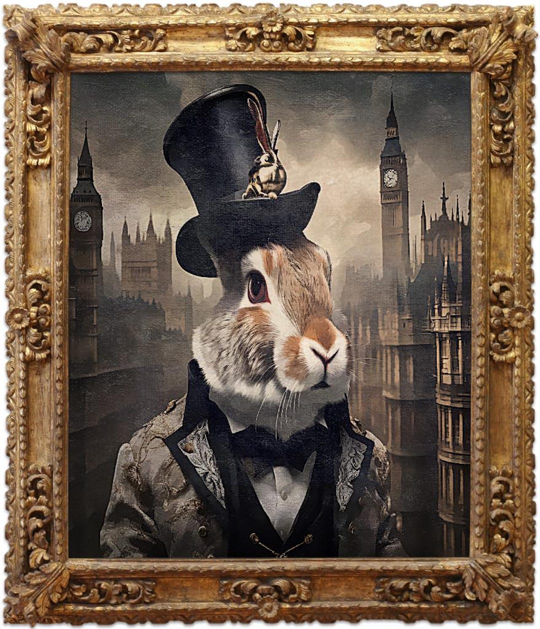 Dapper Victorian Rabbit, English Victorian Art Print, Wall Hanging ...