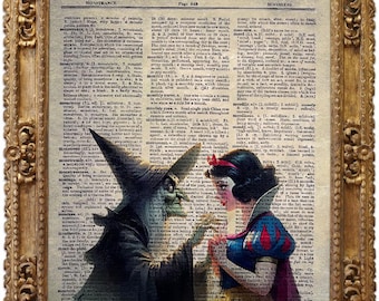 Zła Królowa, Królewna Śnieżka, Sztuka w stylu vintage, Antyczny obraz, Dekoracja ścienna, Sztuka fantasy, Bajkowy wystrój
