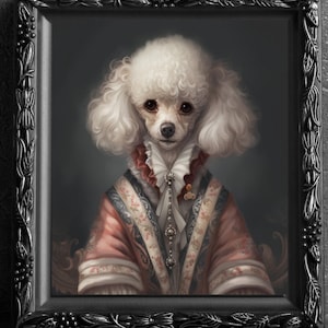 Victorian Poodle, Art Print, Wall Hanging, Animal Poster Picture, Fantasy Anthropomorphic, Imagination, Dog Decor Gift