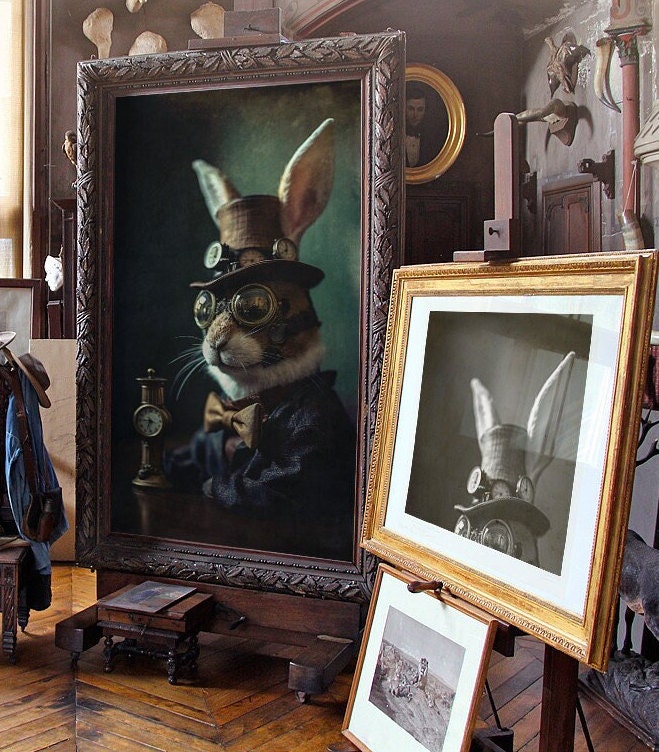 Steampunk Rabbit, 8 X 10 Art Print, Wall Hanging, Animal Poster Picture ...