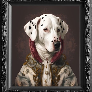 Victorian Dalmation Dog, Art Print, Wall Hanging, Animal Poster Picture, Fantasy Anthropomorphic, Cottagecore Decor, Gift