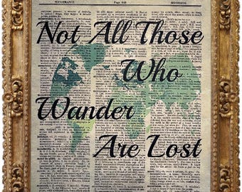 J.R.R. Tolkien, Inspirational Quote, Vintage Dictionary Art Print, Antique Picture, Wall Hanging, Decor