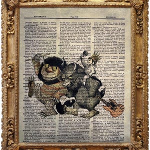 Where The Wild Things Are, Vintage Dictionary Art Print, Antique Picture, Wall Hanging, Decor