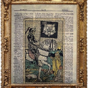 Tod, Arcana Tarot Deck, Orakel, Vintage Wörterbuch Kunstdruck, antikes Bild, Wandbehang, Dekor