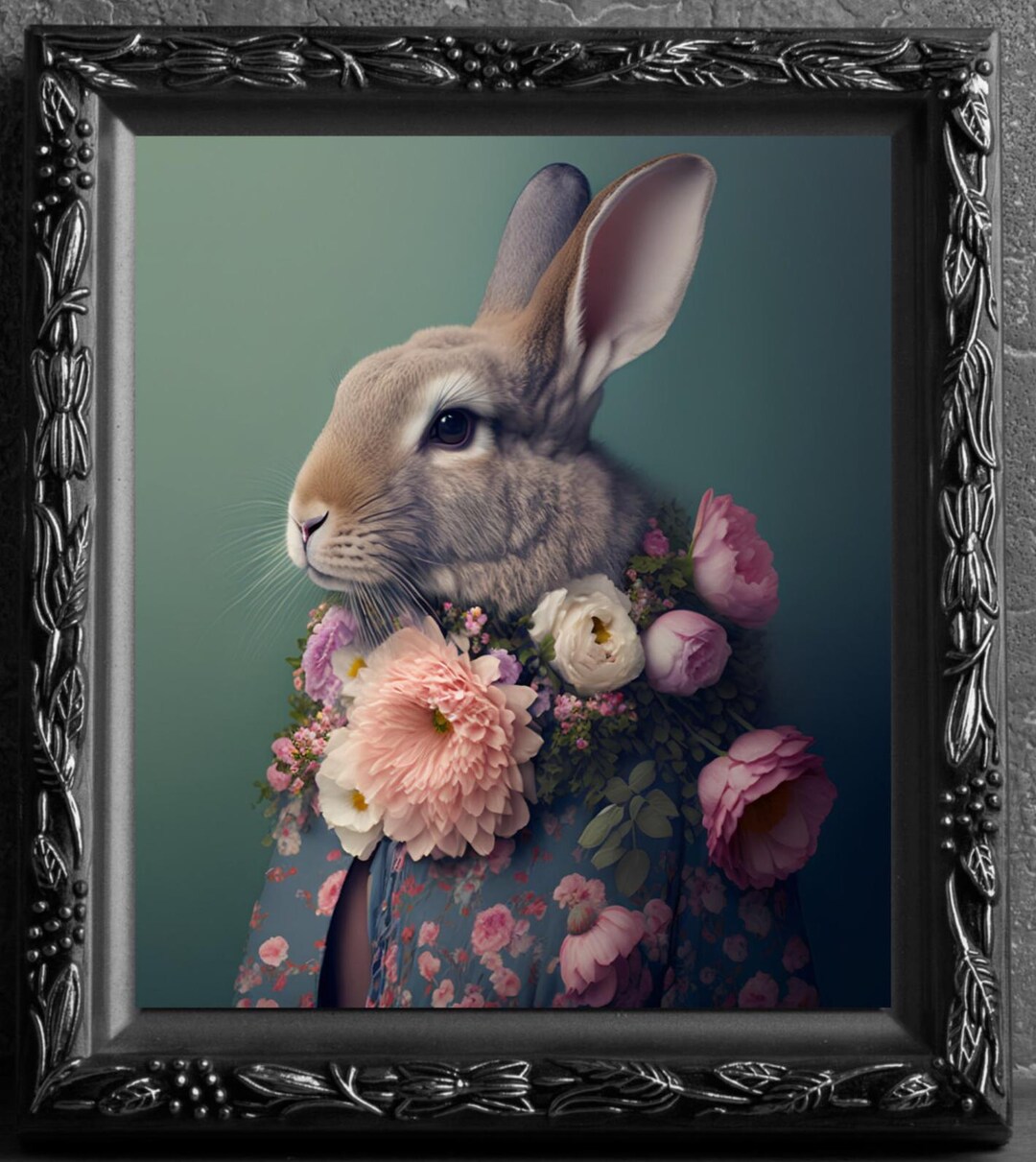 Floral Rabbit, 8 X 10 Art Photograph, Wall Hanging, Animal Poster ...