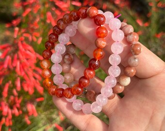 Love its around me COMBO| crystal bracelets | rose quartz, carnelian | plum tourmaline |  bracelets for love | bracelets for girlfriend