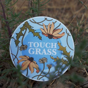 Touch Grass Meme Vinyl Gloss Sticker 