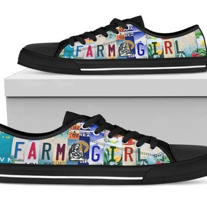 Sapatos personalizados para meninas da fazenda, presente feminino para ela, tênis personalizados, sapatos personalizados de cano baixo