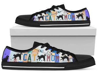 Custom Cat Mom-sneakers: lage damesschoenen