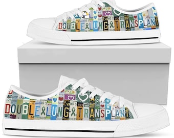 Bewusstseinsschuhe für eine Doppellungenlunge, Lungaverar Geschenk, Benutzerdefinierte Canvas Low-Top Sneakers, Organspender Überlebender
