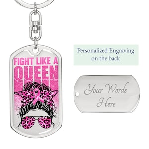 Breast Cancer Awareness Keychain: Personalized Dog Tag, Warrior Gift