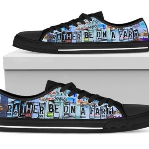 Chaussures personnalisées plutôt être à la ferme, cadeau femme pour elle, baskets personnelles personnalisées, chaussures basses personnalisées