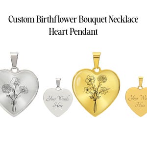 Birth Flower Bouquet Necklace: Personalized Family Gift, Stainless Steel