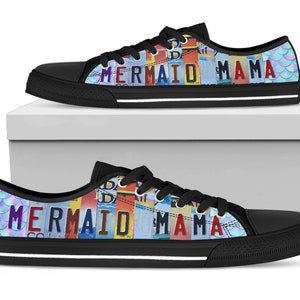 Chaussures personnalisées maman sirène, cadeau femme pour elle, baskets personnelles personnalisées, chaussures basses personnalisées
